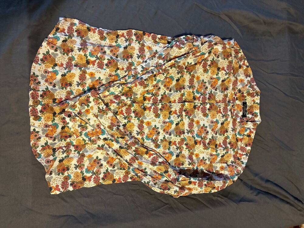 LBK Blouse Womens Floral Long Sleeve Button Front LightweighShirt Boho Summer